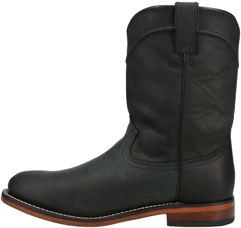 image:imageJustin Mens Braswell 10 Roper Boot Full Grain Leather Western Boots with Round Toe Unit Block Heel Leather Outsole and Cushioned InsoleBlack