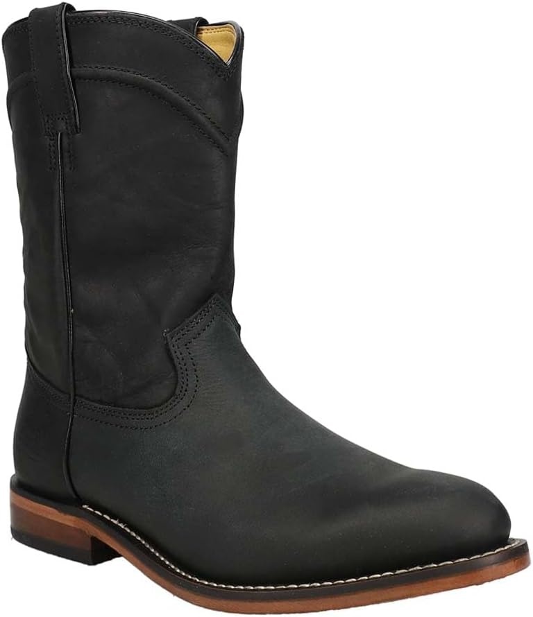 image:imageJustin Mens Braswell 10 Roper Boot Full Grain Leather Western Boots with Round Toe Unit Block Heel Leather Outsole and Cushioned InsoleBlack