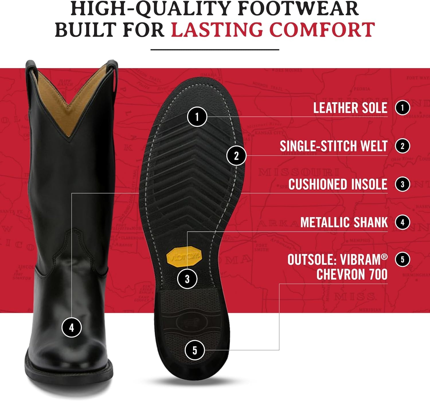 image:imageJustin Mens Tobias 12 Western BootBlack