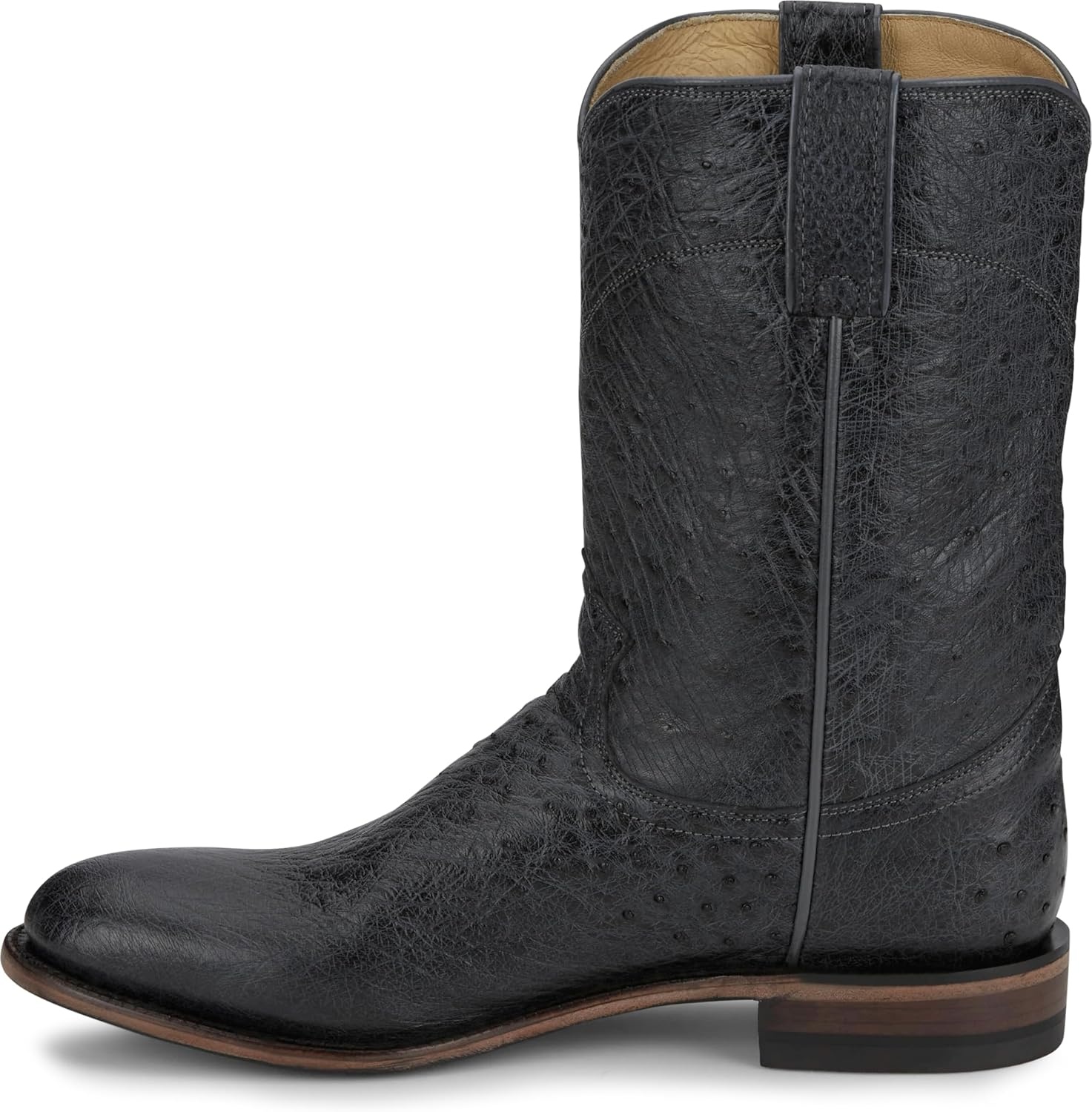 image:imageJustin Stinson 10 Smooth Ostrich Roper Mens Western Boots Premium Exotic Leather Durable Construction Stylish DesignGrey Vale