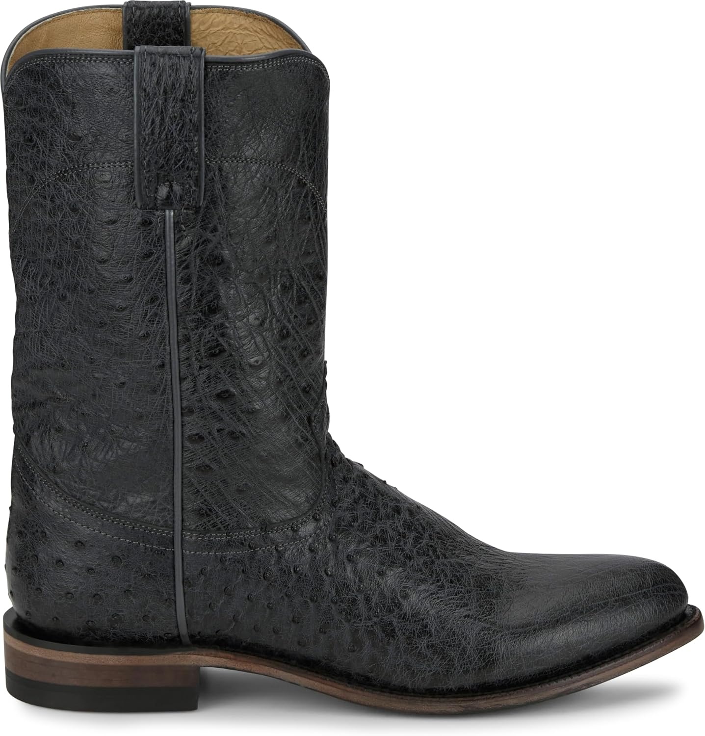 image:imageJustin Stinson 10 Smooth Ostrich Roper Mens Western Boots Premium Exotic Leather Durable Construction Stylish DesignGrey Vale