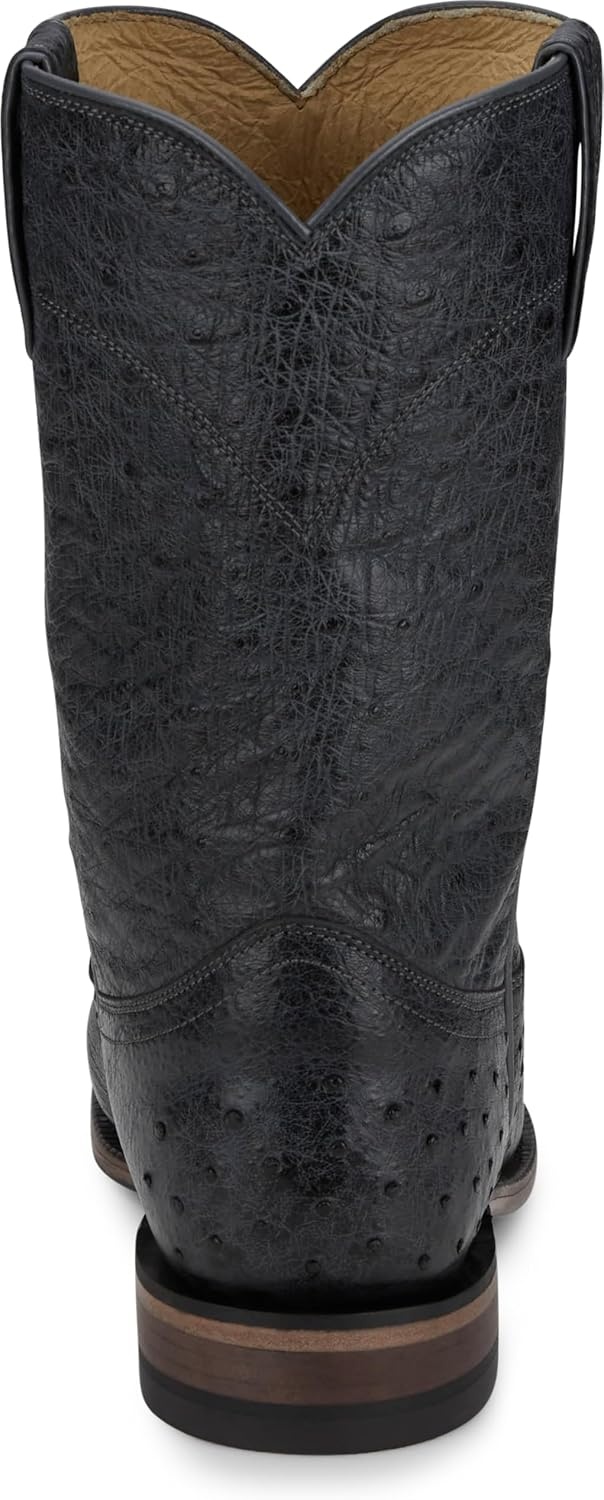 image:imageJustin Stinson 10 Smooth Ostrich Roper Mens Western Boots Premium Exotic Leather Durable Construction Stylish DesignGrey Vale