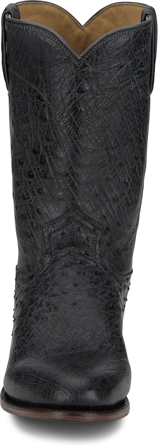 image:imageJustin Stinson 10 Smooth Ostrich Roper Mens Western Boots Premium Exotic Leather Durable Construction Stylish DesignGrey Vale