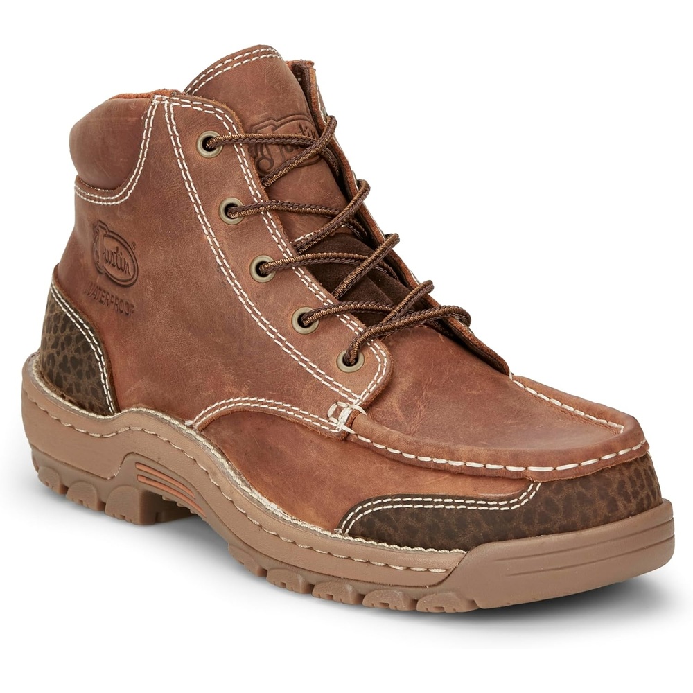 image:imageJustin Corbet 5 Waterproof Mocc Toe Work Boots for Men Stampede Light Duty Collection Oil amp Slip Resisting Electrical Hazard RatedBarley