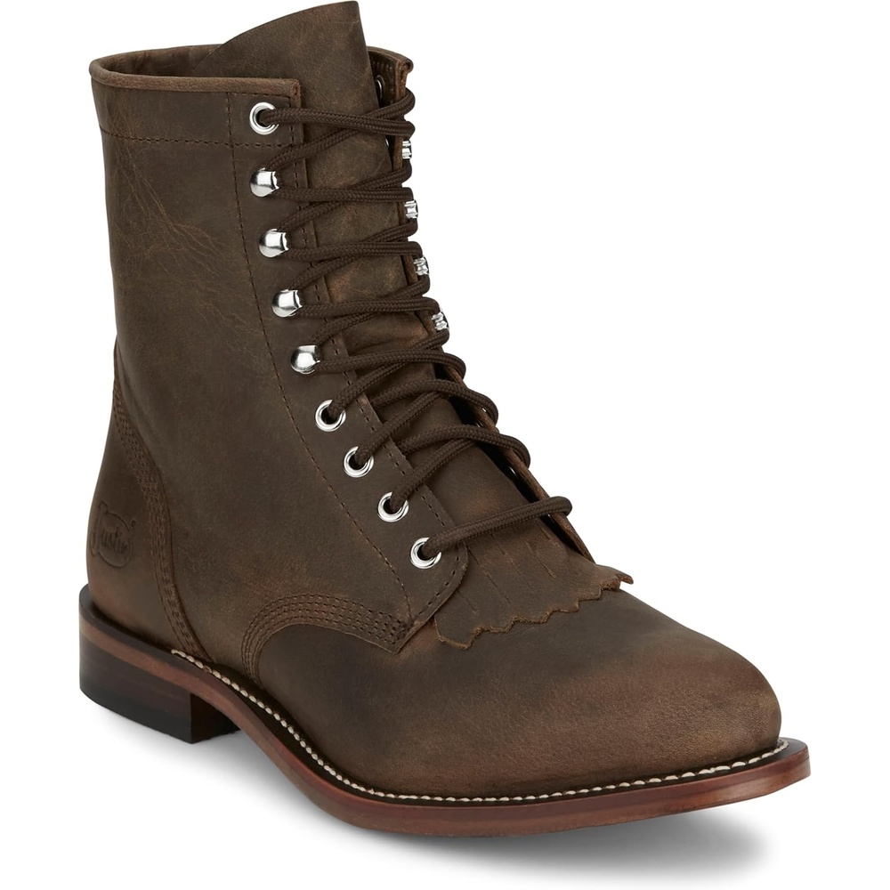 image:imageJustin Drennan Mens Leather Western Boots Durable Cowboy Style Footwear Classic Design Comfortable Fit Size OptionsBrown