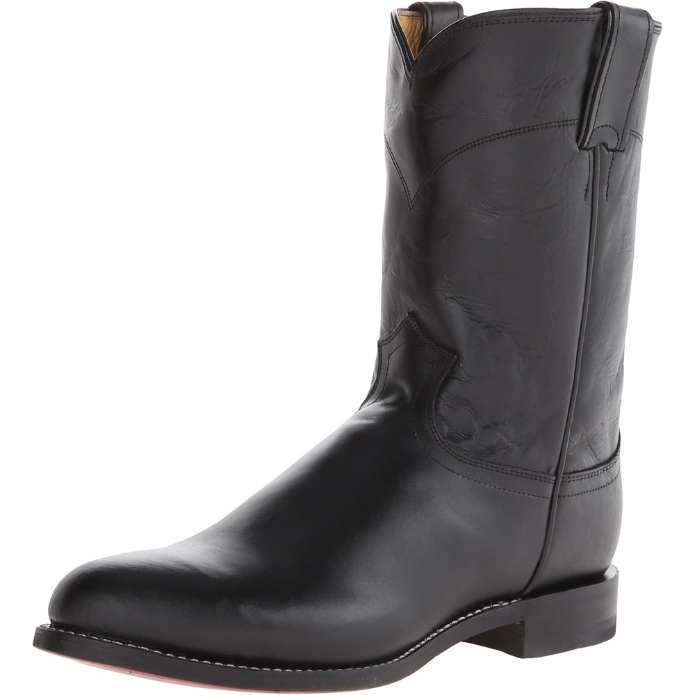image:imageJustin Jackson 10 Roper Cowboy Boots for Men Round Toe FullGrain Leather Upper JFlex Comfort System and HandNailed Leather OutsoleBlack