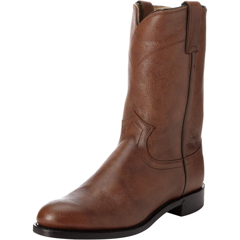 image:imageJustin Jackson 10 Roper Cowboy Boots for Men Round Toe FullGrain Leather Upper JFlex Comfort System and HandNailed Leather OutsoleTan Corona
