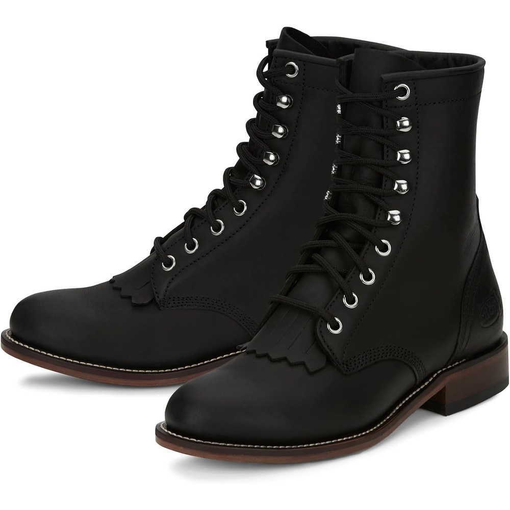 image:imageJustin Mckean 7 LaceUp Roper Womens Western Boot Durable Leather Casual Style Comfortable FootwearBlack