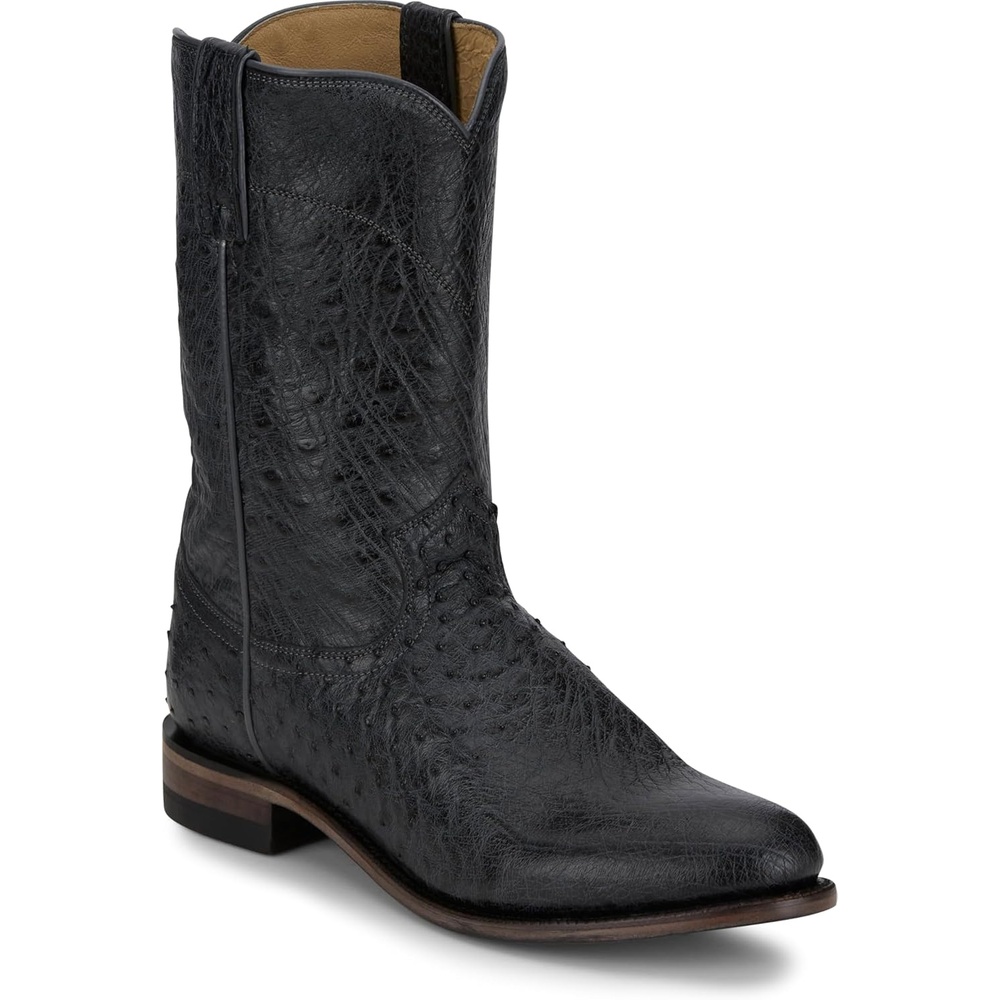 image:imageJustin Stinson 10 Smooth Ostrich Roper Mens Western Boots Premium Exotic Leather Durable Construction Stylish DesignGrey Vale