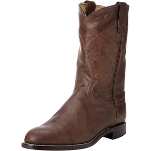 image:imageJustin Jackson 10 Roper Cowboy Boots for Men  Round Toe FullGrain Leather Upper JFlex Comfort System and HandNailed Leather OutsoleDark Brown