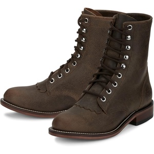 image:imageJustin Mckean 7 LaceUp Roper Womens Western Boot Durable Leather Casual Style Comfortable FootwearBrown