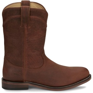 image:imageJustin Mens Braswell 10 Roper Boot  Full Grain Leather Western Boots with Round Toe Unit Block Heel Leather Outsole and Cushioned InsoleBrown