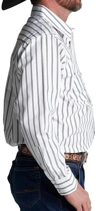 image:imageJustin HJ1508 HJ Sons Two Pocket Shirt Mens WesternStyle Long Sleeve Snap Closure WrinkleFreeBlack and White Stripe