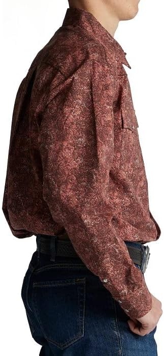 image:imageJustin HJ1508 HJ Sons Two Pocket Shirt Mens WesternStyle Long Sleeve Snap Closure WrinkleFreeFloral Leather Print