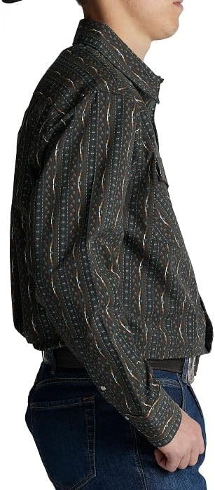 image:imageJustin HJ1508 HJ Sons Two Pocket Shirt Mens WesternStyle Long Sleeve Snap Closure WrinkleFreeSerapa Strip Print