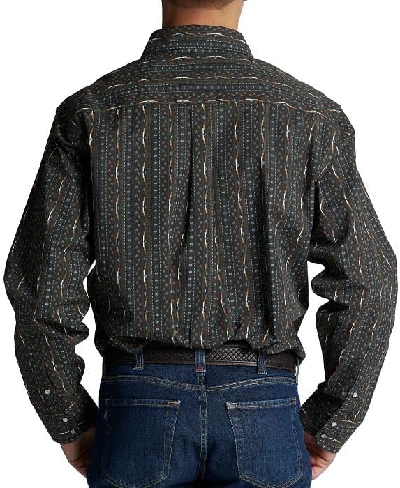 image:imageJustin HJ1508 HJ Sons Two Pocket Shirt Mens WesternStyle Long Sleeve Snap Closure WrinkleFreeSerapa Strip Print