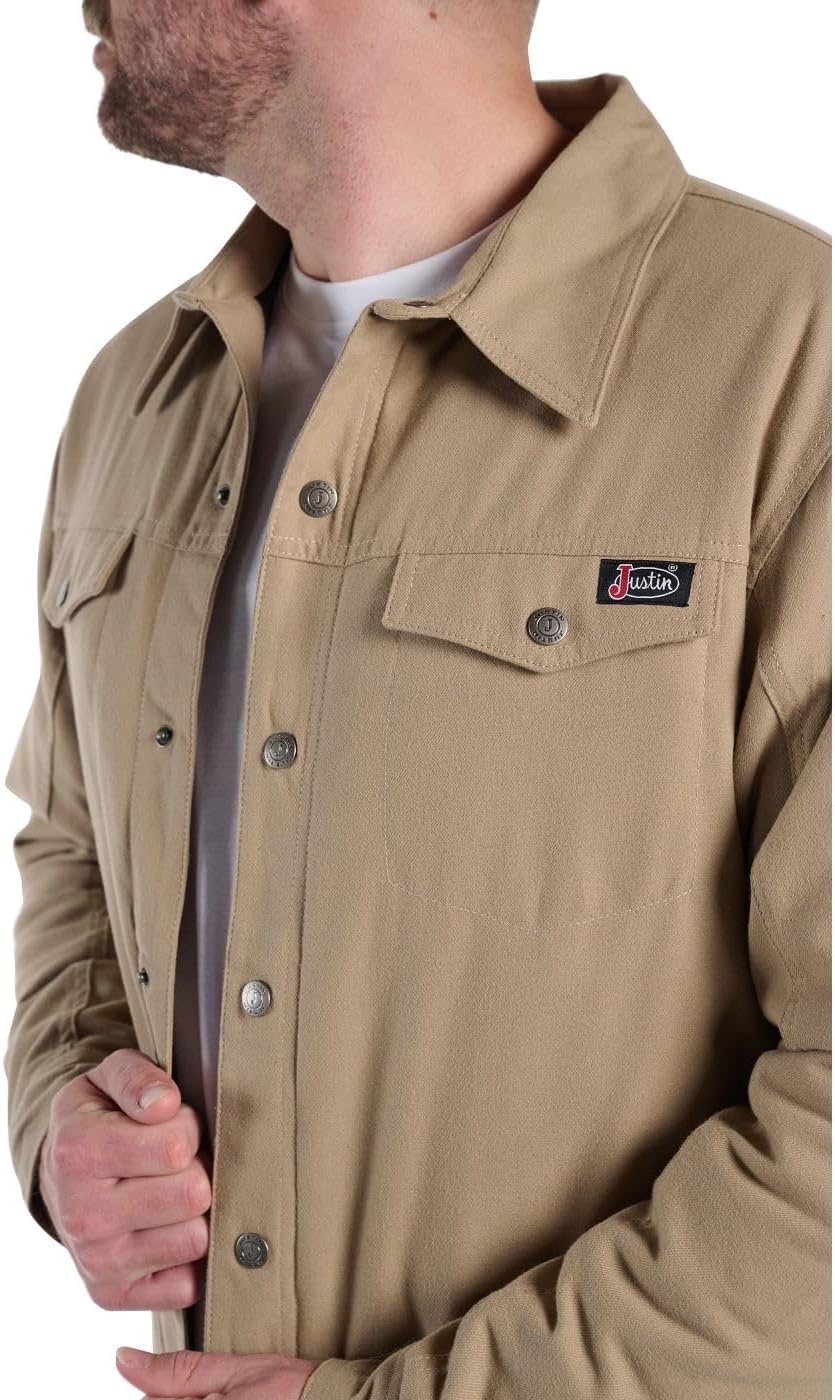 image:imageJustin J1458 Jackson Shacket Stylish Mens Plaided Shirt Casual ButtonDown Warm Flannel LayerCoriander