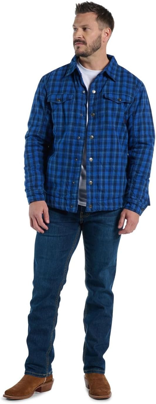 image:imageJustin J1458 Jackson Shacket Stylish Mens Plaided Shirt Casual ButtonDown Warm Flannel LayerNavy Plaid
