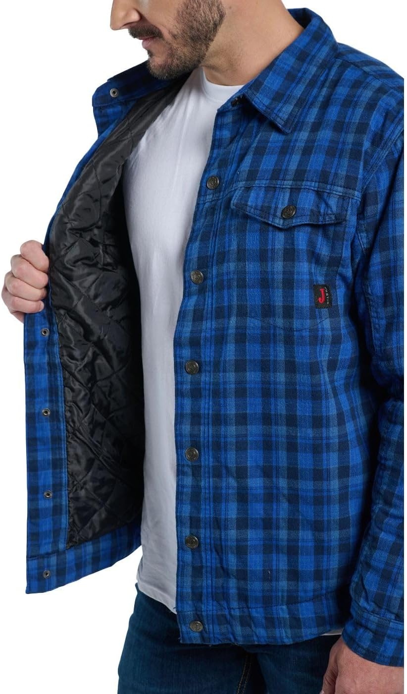 image:imageJustin J1458 Jackson Shacket Stylish Mens Plaided Shirt Casual ButtonDown Warm Flannel LayerNavy Plaid