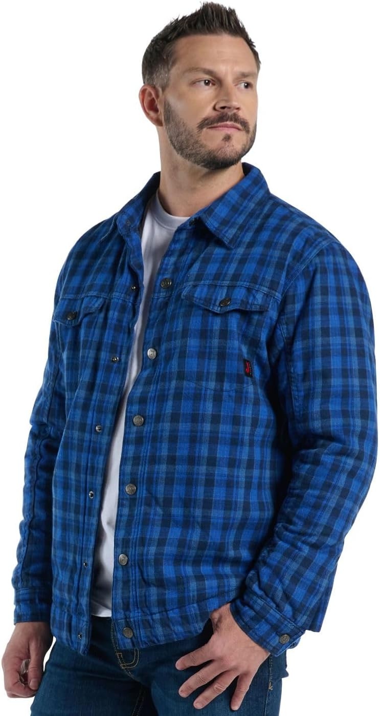 image:imageJustin J1458 Jackson Shacket Stylish Mens Plaided Shirt Casual ButtonDown Warm Flannel LayerNavy Plaid