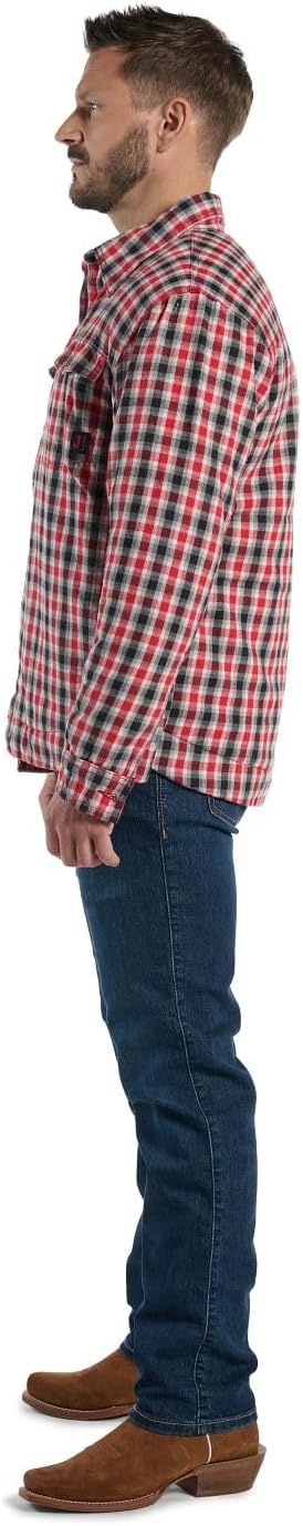 image:imageJustin J1458 Jackson Shacket Stylish Mens Plaided Shirt Casual ButtonDown Warm Flannel LayerRed and Black Plaid