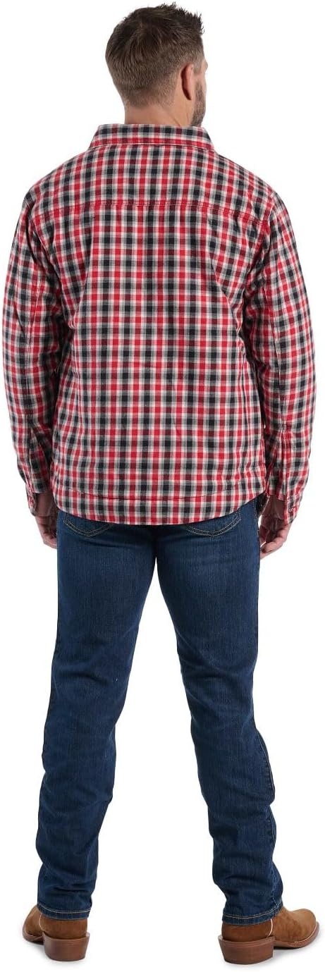 image:imageJustin J1458 Jackson Shacket Stylish Mens Plaided Shirt Casual ButtonDown Warm Flannel LayerRed and Black Plaid
