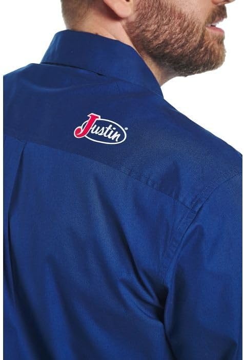 image:imageJustin J1500 Team Shirt Two Pocket Button Down Mens Classic Fit Lightweight Short Sleeve Perfect for Casual OutingsBlue Depth