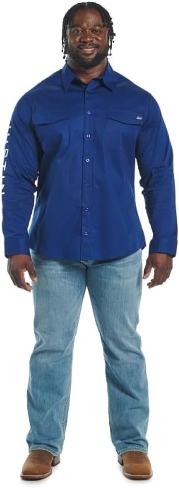 image:imageJustin J1500 Team Shirt Two Pocket Button Down Mens Classic Fit Lightweight Short Sleeve Perfect for Casual OutingsBlue Depth