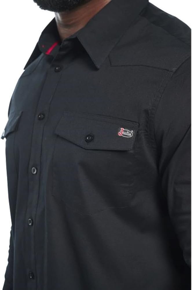 image:imageJustin J1500 Team Shirt Two Pocket Button Down Mens Classic Fit Lightweight Short Sleeve Perfect for Casual OutingsCaviar