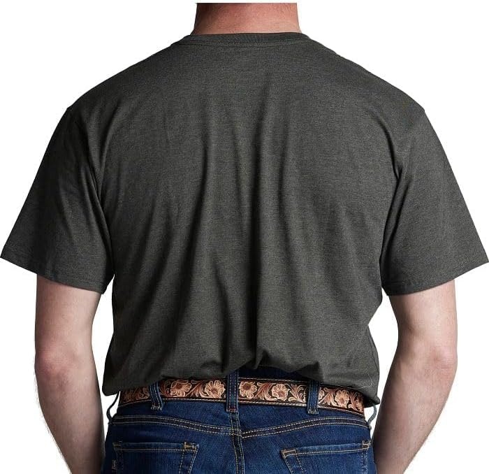image:imageJustin Logo Tee for Men Comfortable Western Style TShirt Soft CottonPolyester Blend Tagless Neck Everyday WearCharcoal Grey