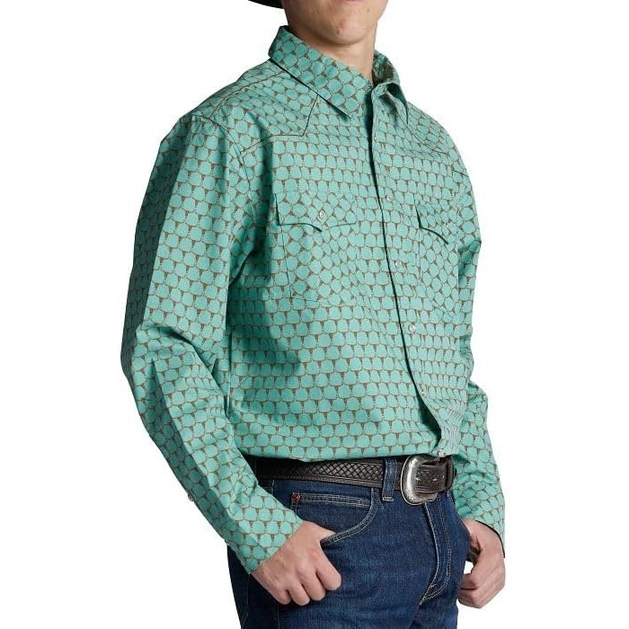 image:imageJustin HJ1508 HJ Sons Two Pocket Shirt Mens WesternStyle Long Sleeve Snap Closure WrinkleFreeCow Hive