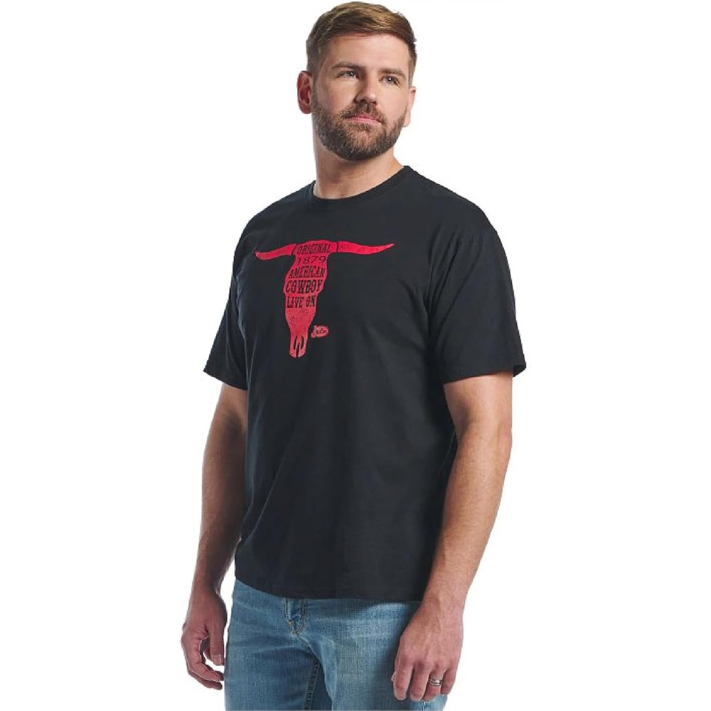 image:imageJustin JG3176 Mens Cowboy Live On Tee Western Graphic Shirt Vintage Style Casual Short Sleeve Comfortable Cotton BlendBlack