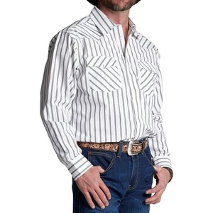 image:imageJustin HJ1508 HJ Sons Two Pocket Shirt  Mens WesternStyle Long Sleeve Snap Closure WrinkleFreeBlack and White Stripe